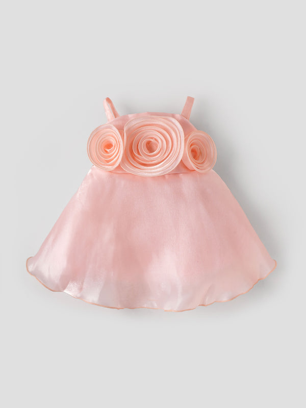 Popees Elegant Rosette Party Wear Dress Set (6-12 Months) for Baby Girls