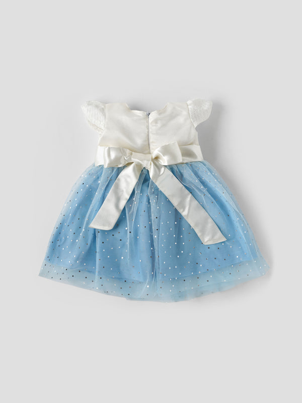 Popees Elegant Blue Net Party Wear Dress (9M-4Y) for Baby Girls