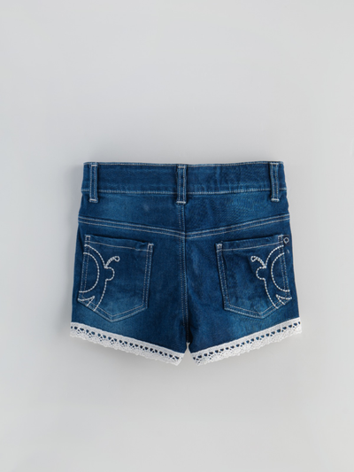 Popees Baby Girls Denim Shorts with Lace Hem| Blue| 1-7 Years