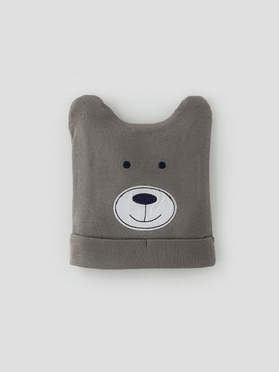 Popees Adorable Bear Face Winter Cap for Babies – Soft Fleece, Warm & Cozy Hat for Babies