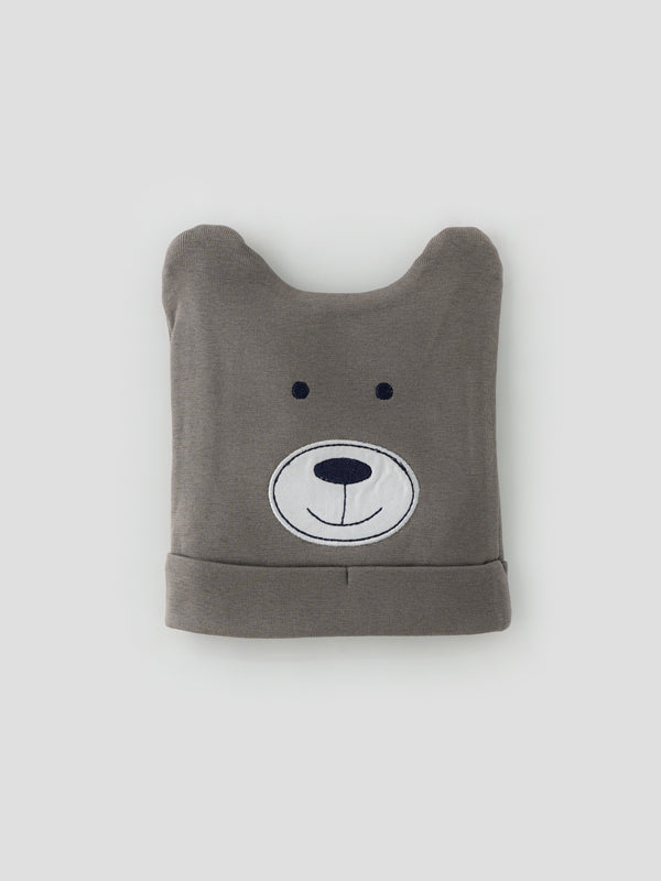 Popees Adorable Bear Face Winter Cap for Babies – Soft Fleece, Warm & Cozy Hat for Babies